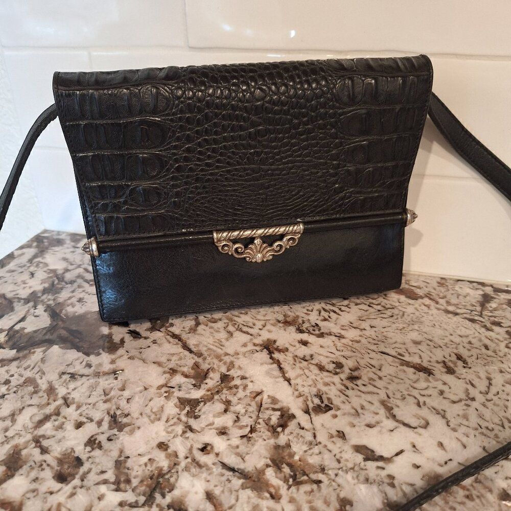 Brighton Black Leather Wallet Crossbody‎